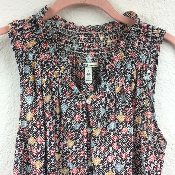 Bass G.H. & Co. Patterned Blouse Tank Button Up S - Picture 2 of 7